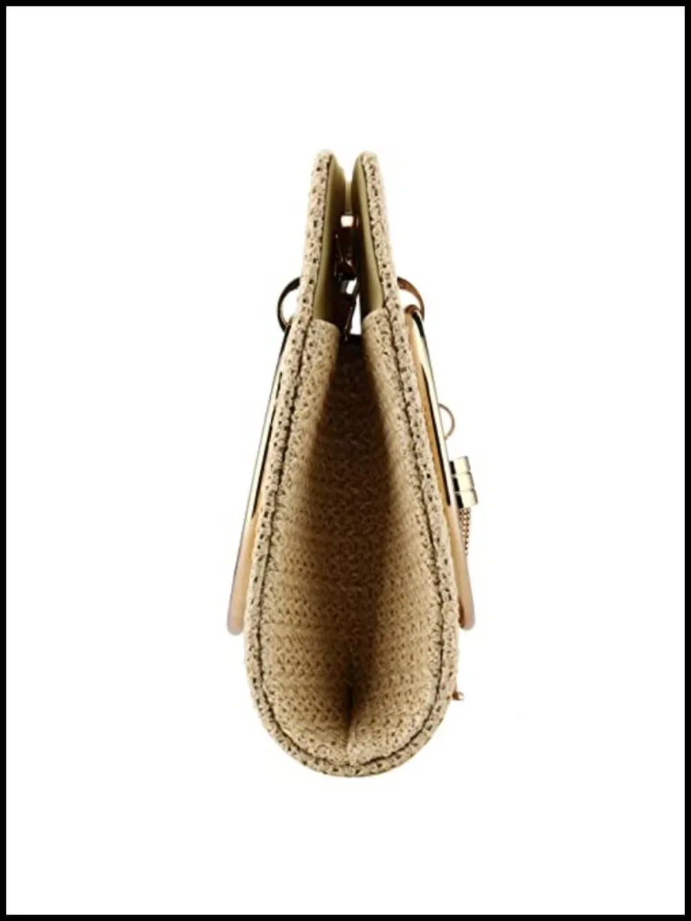 Straw Clutch Crossbody Bag with Chain Strap Evening Handbag